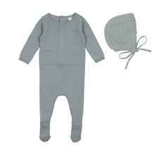 Load image into Gallery viewer, Lil Leg Dotted Knit Footie &amp; Bonnet - Blue