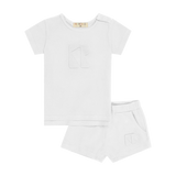 Retro Kid  Harper Pique Baby Set - White