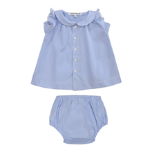 Load image into Gallery viewer, Little Parni K408 Baby Striped ruffle Set - Blue/White