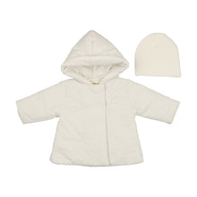 Load image into Gallery viewer, Mema Knits Embroidered Baby Jacket + Beanie - Winter White