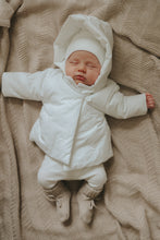 Load image into Gallery viewer, Mema Knits Embroidered Baby Jacket + Beanie - Winter White