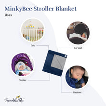 Load image into Gallery viewer, Swaddle Bee Minky Bee Stroller Blanket - Black/Ivory