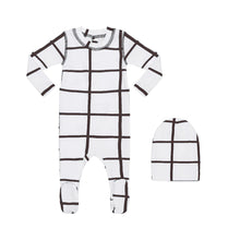 Load image into Gallery viewer, Heven PJ02 Grid Baby Pajama Footie Set - Black