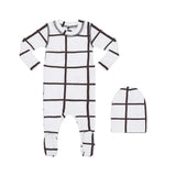 Heven PJ02 Grid Baby Pajama Footie Set - Black
