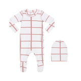 Heven PJ02 Grid Baby Pajama Footie Set - Pink