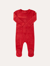 Load image into Gallery viewer, Crew Script Velour Romper - Red