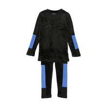 Load image into Gallery viewer, Cuddle &amp; Coo Black/Royal Blue Arm Pajamas