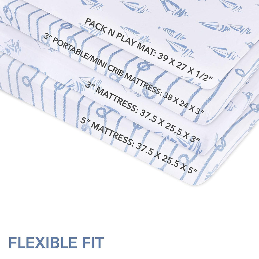 Ely's & Co. Pack N Play/ Portable Crib Sheet - Blue Nautical
