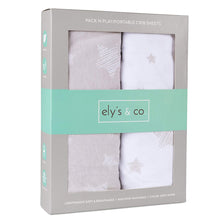 Load image into Gallery viewer, Ely&#39;s &amp; Co. Pack N Play/ Portable Crib Sheet Grey Stars