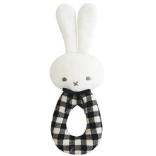 Load image into Gallery viewer, Alimrose Bunny Grab Rattle Black Check