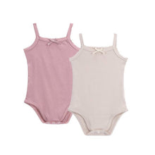 Load image into Gallery viewer, Petit Clair Colored Rib Strap Onesie With Bow