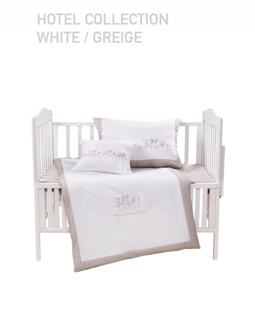 Hotel Style Linen - White & Baby Grey