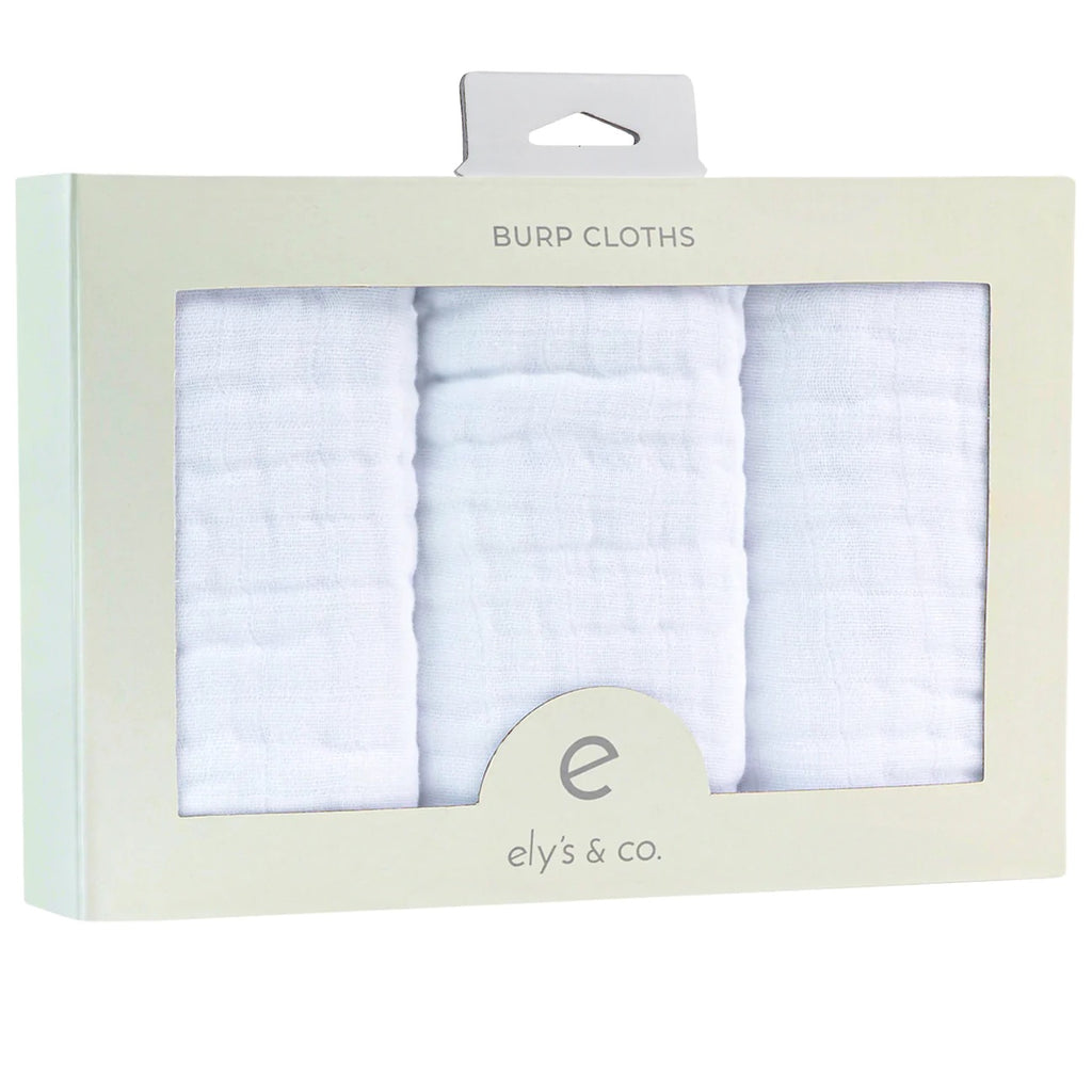 Ely's & Co 3 Pk Muslin Burp Cloths Solid White
