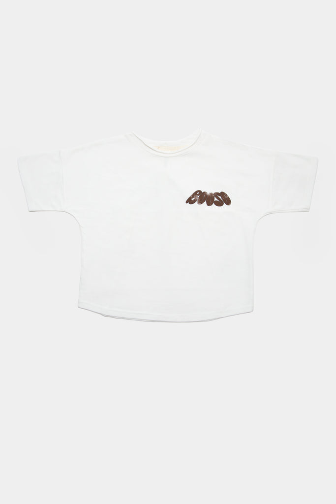 Booso Logo Tee - Ecru/Brown