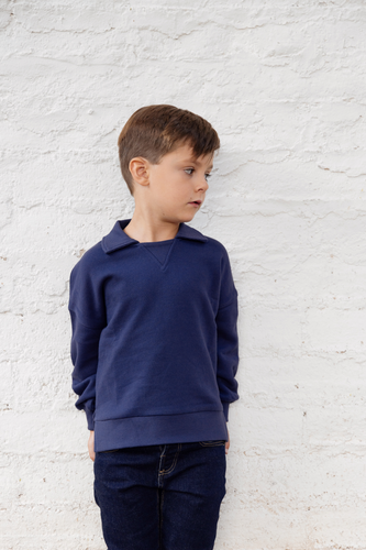 Farren & Me Polo Sweatshirt - Washed Blue