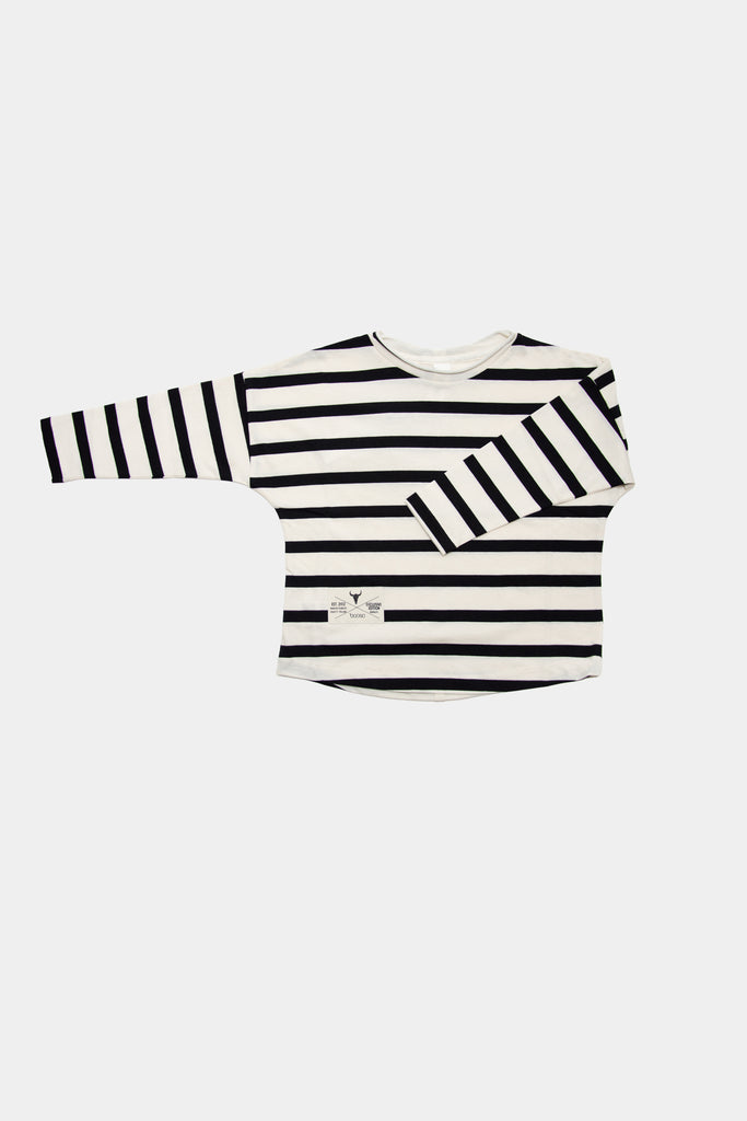 Booso Striped Long Sleeve Tee - Black/Ecru