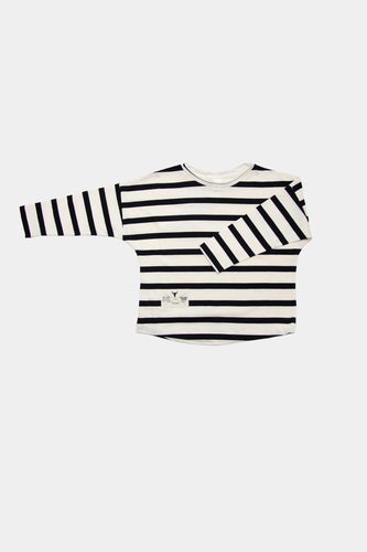 Booso Striped Long Sleeve Tee - Black/Ecru