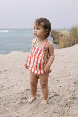 Farren & Me Romper - Coral Stripes