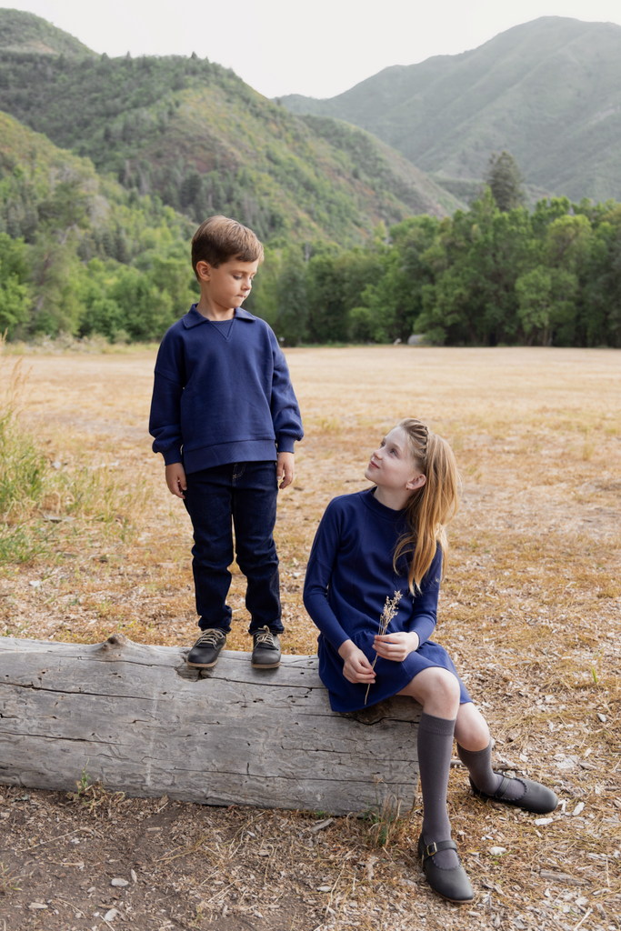 Farren & Me Polo Sweatshirt - Washed Blue