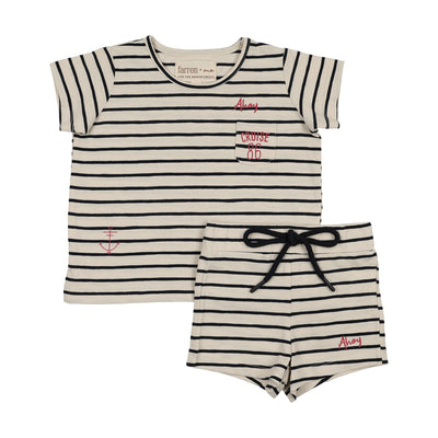 Farren & Me Track Set - Navy Stripes