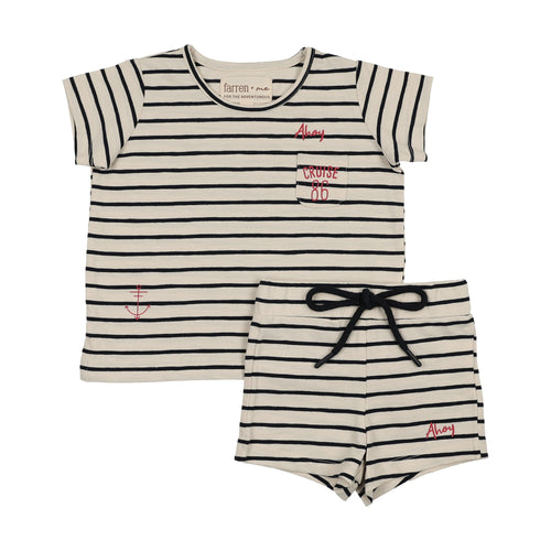 Farren & Me Track Set - Navy Stripes