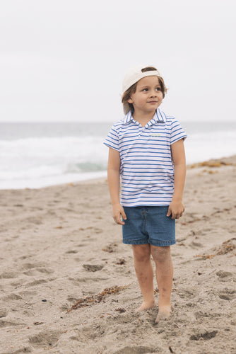 Farren & Me Boys Polo - Royal Blue Stripes