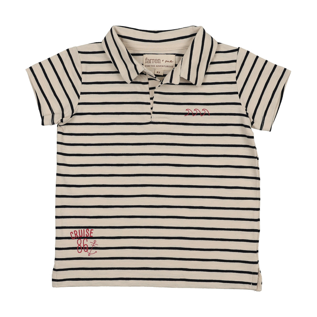 Farren & Me Boys Polo - Navy Stripes