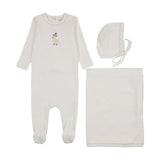 Mema Knits Yellow Duck Embroidered Layette Set - Winter White