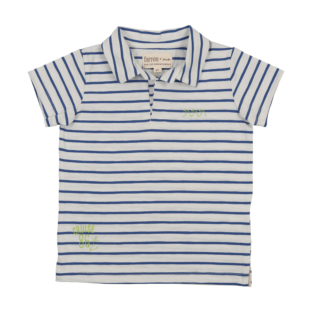 Farren & Me Boys Polo - Royal Blue Stripes