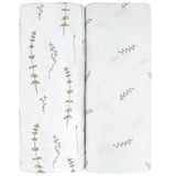 Ely's & Co. Bassinet Sheet Forest Grey Leaves