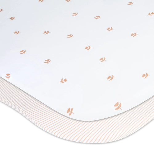 Ely's & Co Bassinet Sheets - Pink Tulip & Stripes