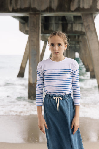 Farren & Me Drop Sleeve Top - Royal Blue Stripes