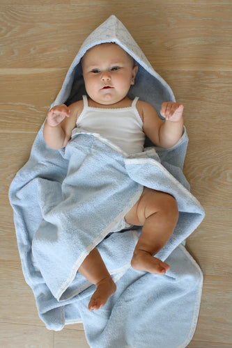 Little Threads Blue Lattice Hooded Bath Towel