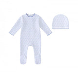 Mini Label Boys Bright Floral Print Footie And Hat - White