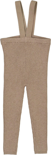 Lil Legs Knit Suspender Leggings - Misty Oat