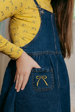 Load image into Gallery viewer, Limited Edition Embroidered Bow Pinafore Jumper - Denim