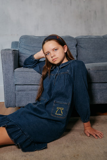 Limited Edition Embroidered Bow Collared Dress