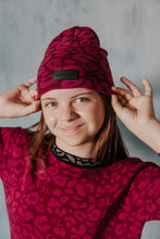 Load image into Gallery viewer, Limited Edition Leopard Knit Beanie - Raspberry