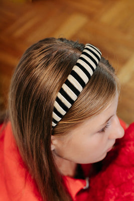 Limited Edition Two Tone Velvet Ribbon Wrap Headband - Ivory/Black