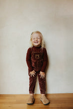 Load image into Gallery viewer, Limited Edition Embroidered Bow Overalls - Brick