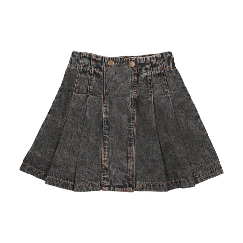 Farren & Me Denim Pleated Skirt - Black