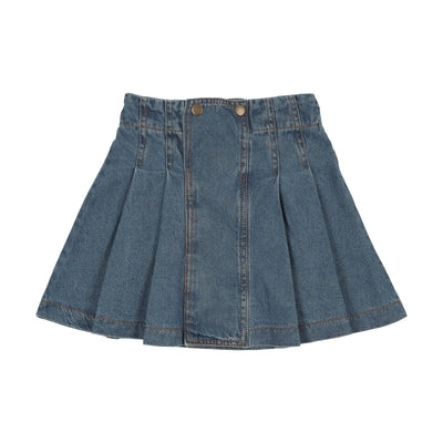 Farren & Me Denim Pleated Skirt - Blue