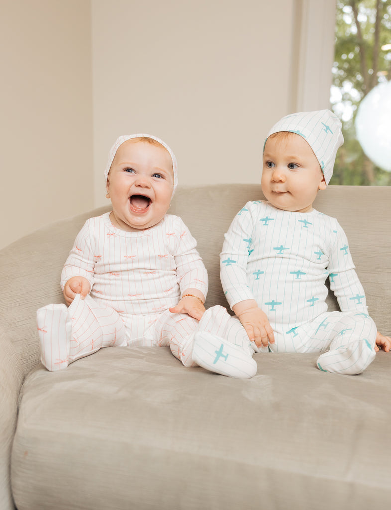 Little Label Pink Bows Printed Footie & Hat Set - Pink