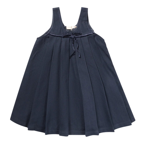 Numu Wool Pleated Swing Dress - Navy