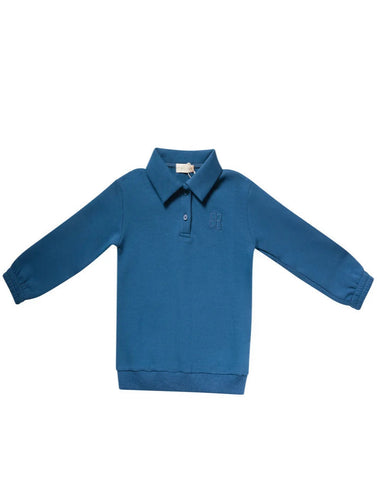 Numu Embroidered Fan Polo Sweatshirt - Storm Teal