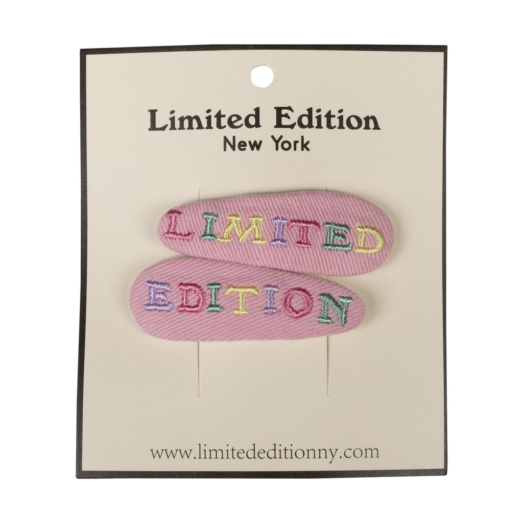 Limited Edition Embroidered Logo Snap Clip Set - Pale Pink