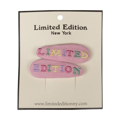 Limited Edition Embroidered Logo Snap Clip Set - Pale Pink