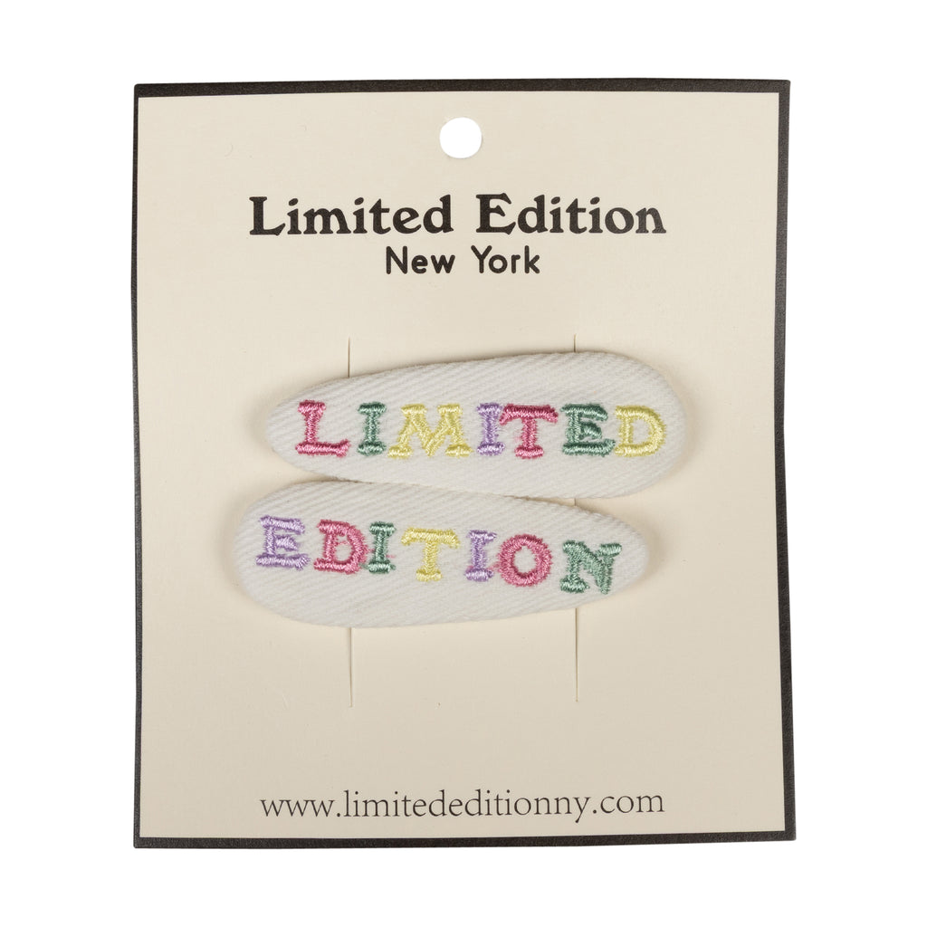 Limited Edition Embroidered Logo Snap Clip Set - White