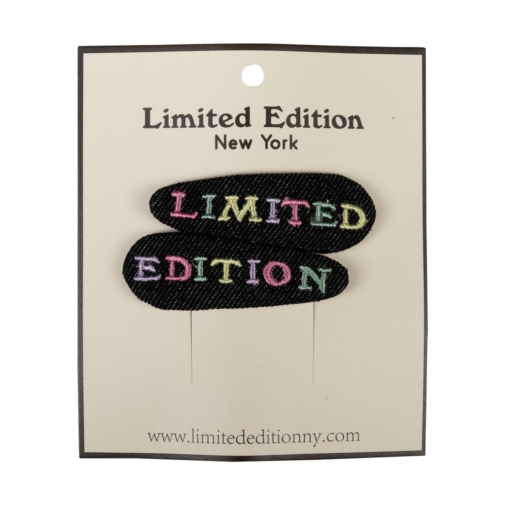 Limited Edition Embroidered Logo Snap Clip Set - Black Denim