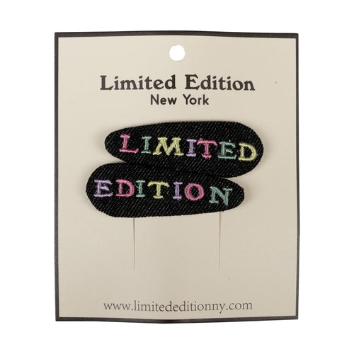 Limited Edition Embroidered Logo Snap Clip Set - Black Denim